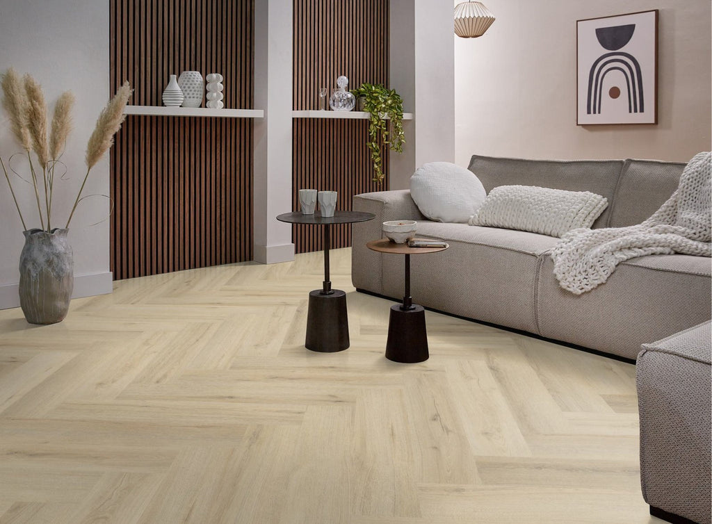 Spigato xl Valento visgraat click SRC warm beige sfeer