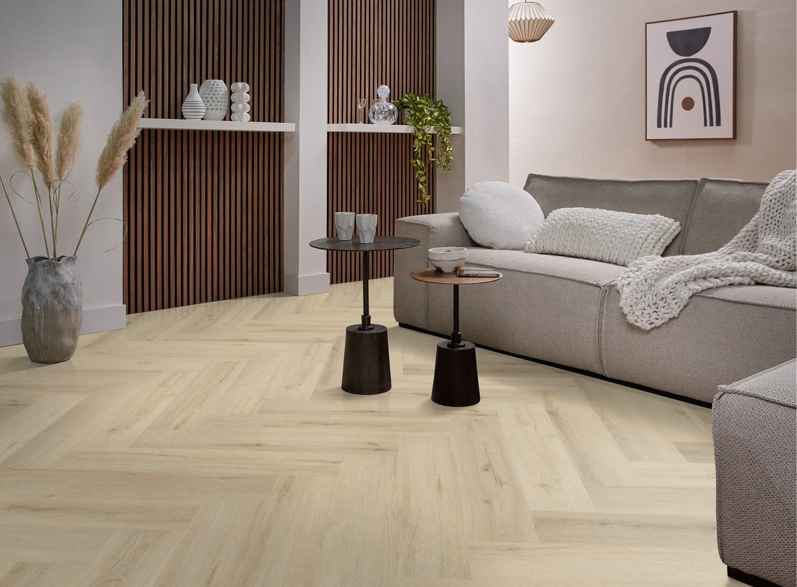 Spigato xl Valento visgraat click SRC warm beige sfeer