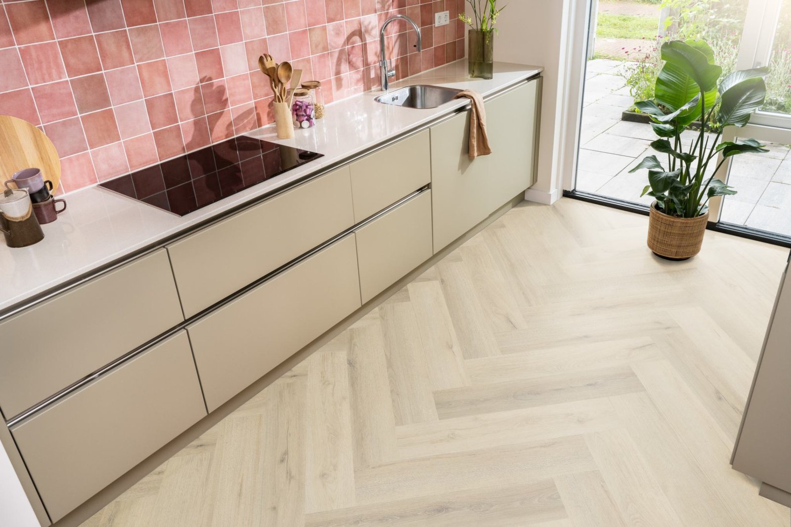Spigato xl Valento visgraat click SRC warm beige sfeer