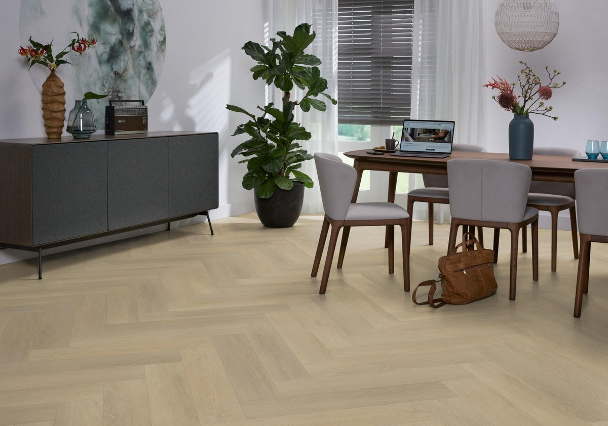 Herringbone dryback natural sfeer