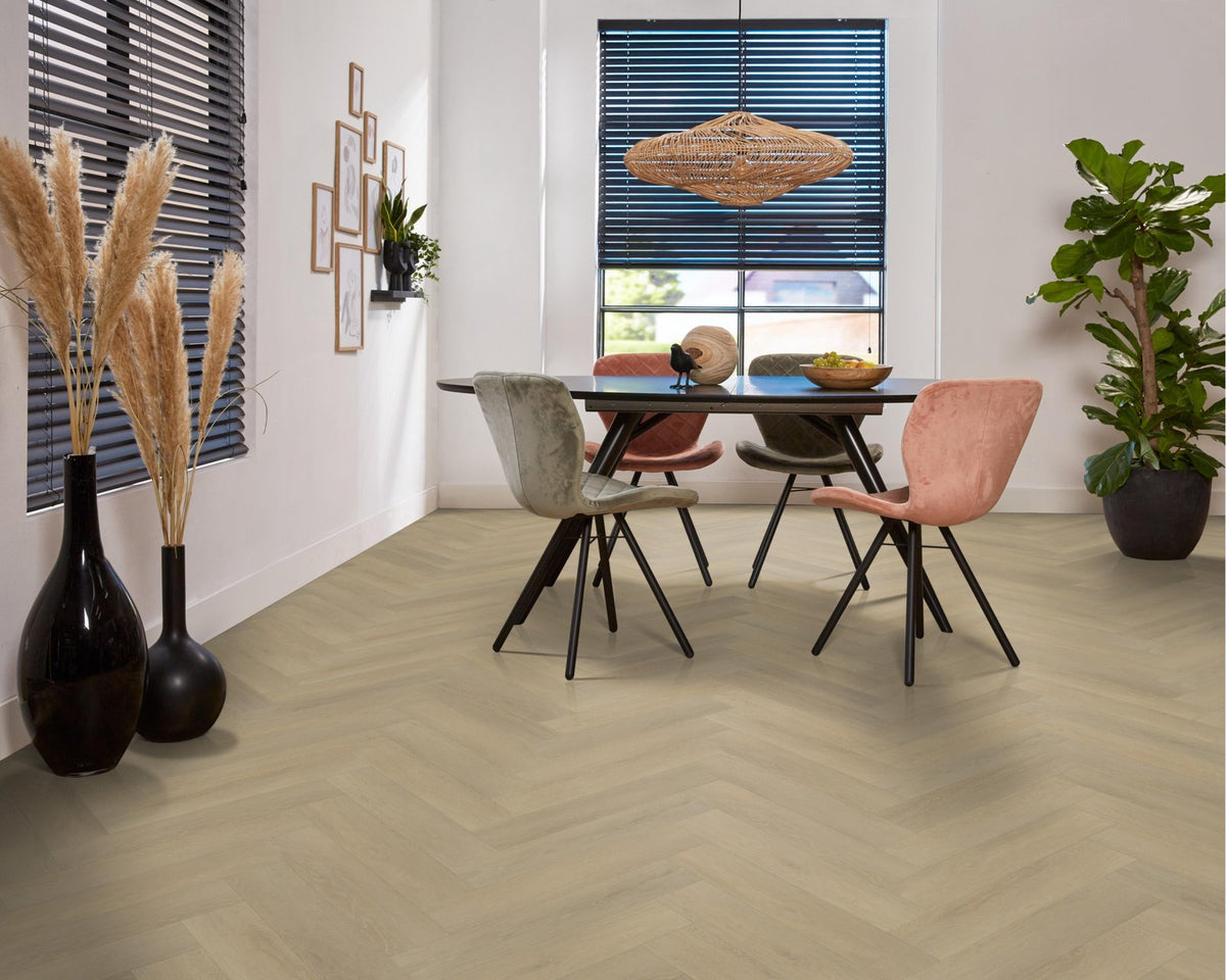 Herringbone dryback natural sfeer