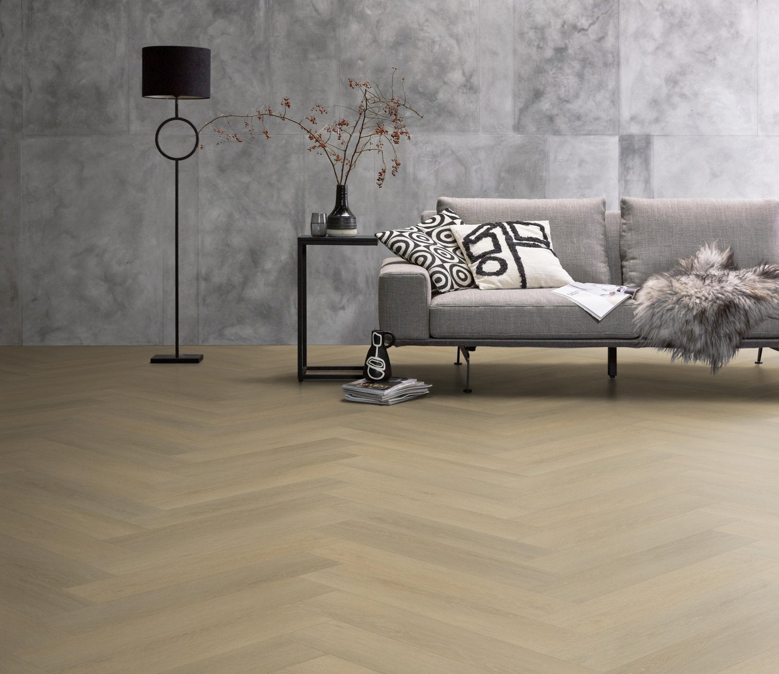 Herringbone dryback natural sfeer