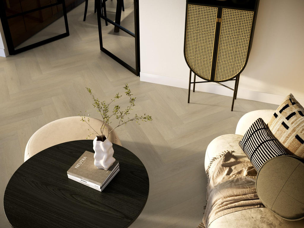 Herringbone dryback natural sfeer