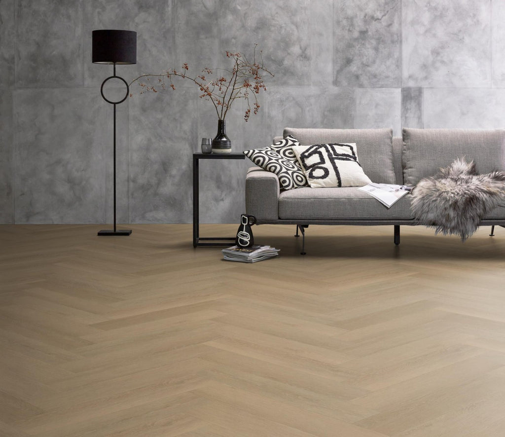 Herringbone dryback warm natural sfeer
