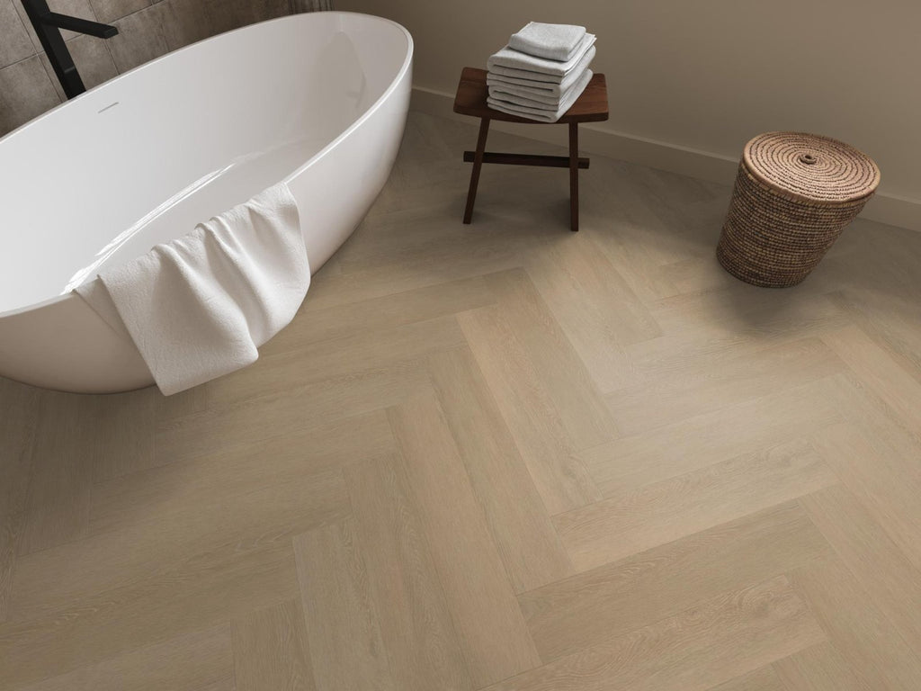 Herringbone dryback warm natural sfeer