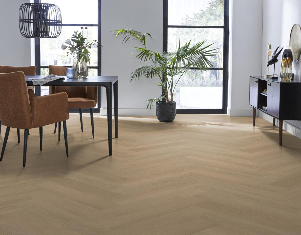 Herringbone dryback warm natural sfeer