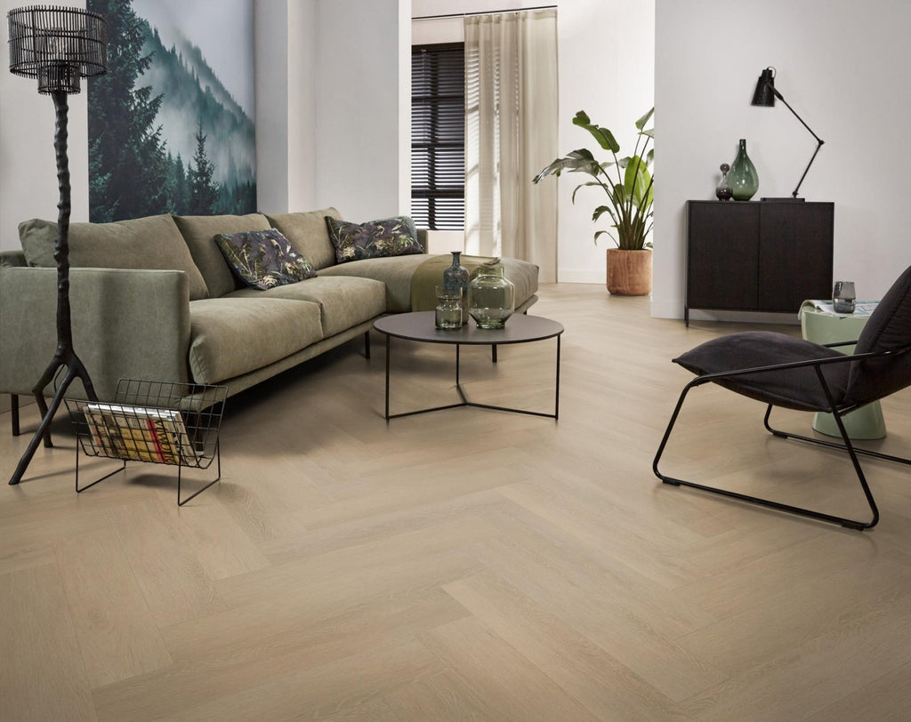 Herringbone dryback warm natural sfeer