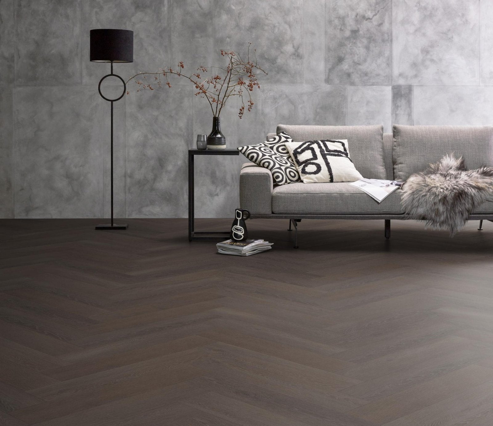 Herringbone click SRC charcoal sfeer
