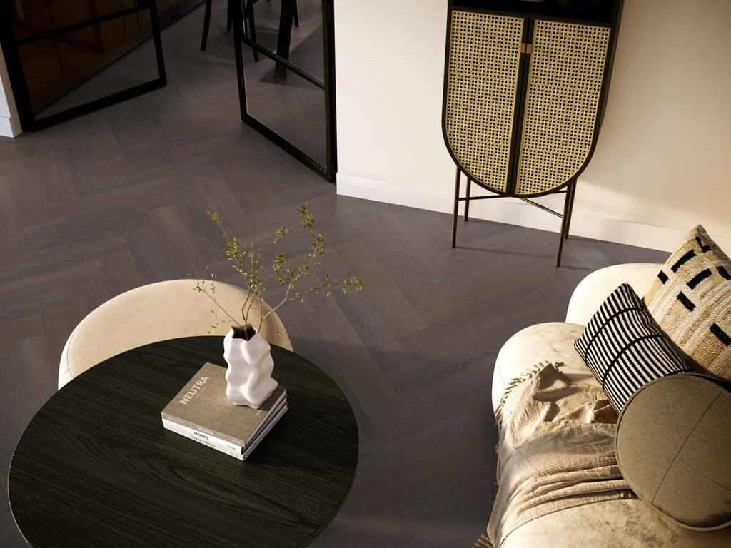 Herringbone click SRC charcoal sfeer