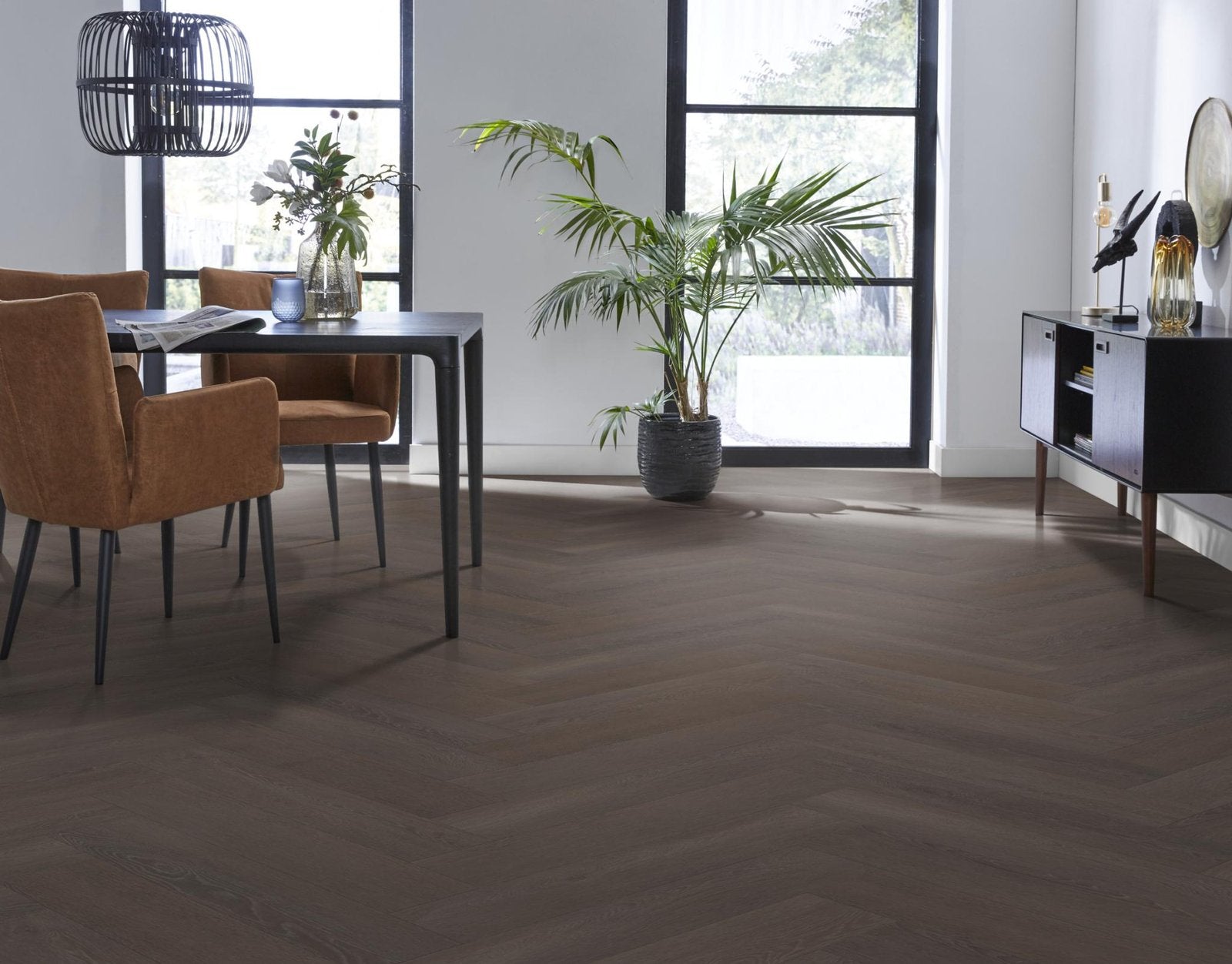 Herringbone click SRC charcoal sfeer