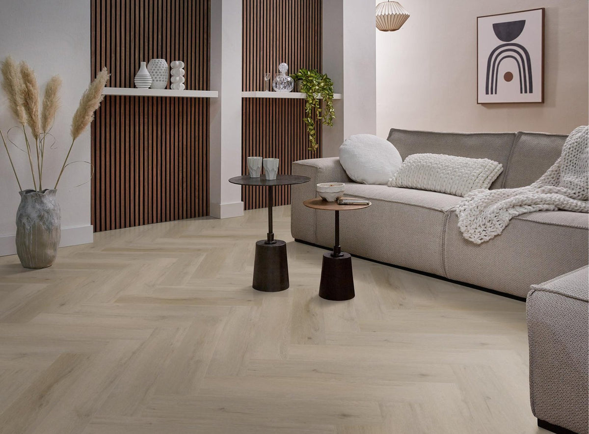 Spigato Vivero visgraat dryback light oak sfeer