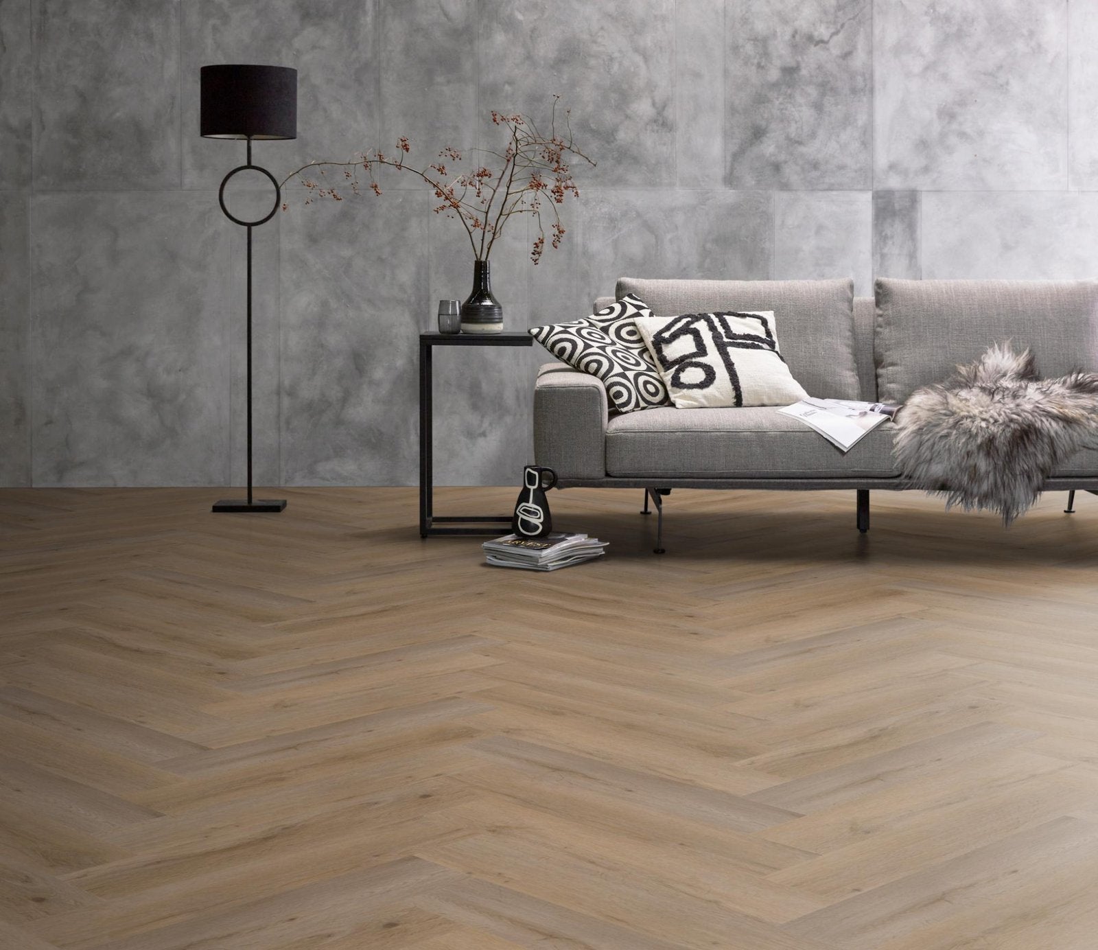 Spigato Vivero visgraat dryback natural oak sfeer