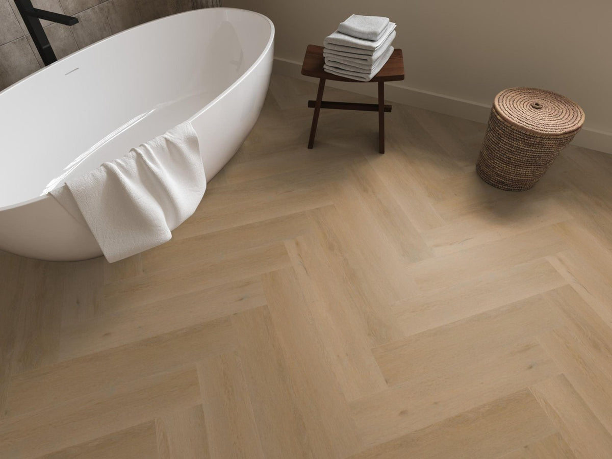 Spigato Vivero visgraat dryback warm oak sfeer