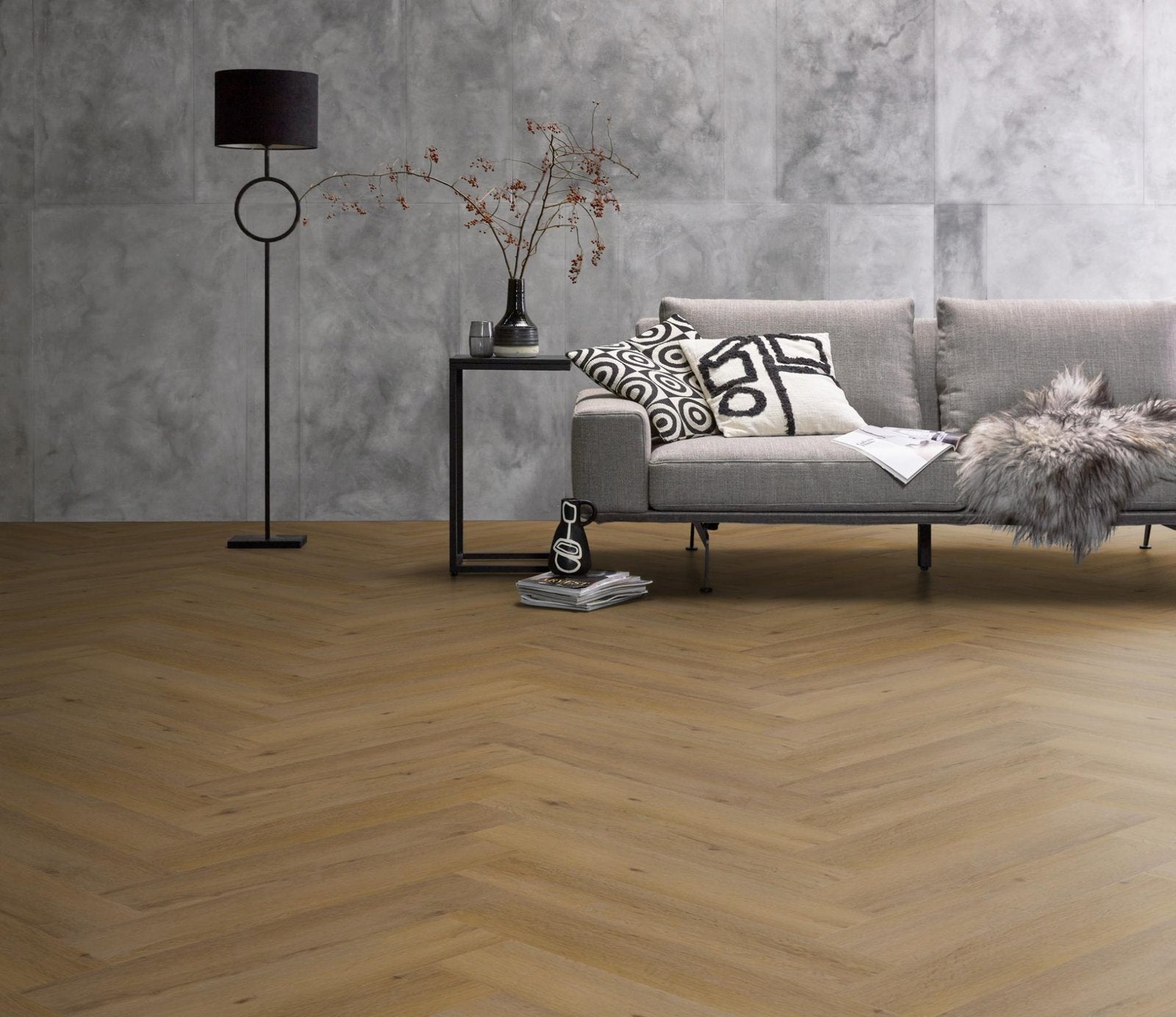 Spigato Vivero visgraat click SRC dark oak sfeer