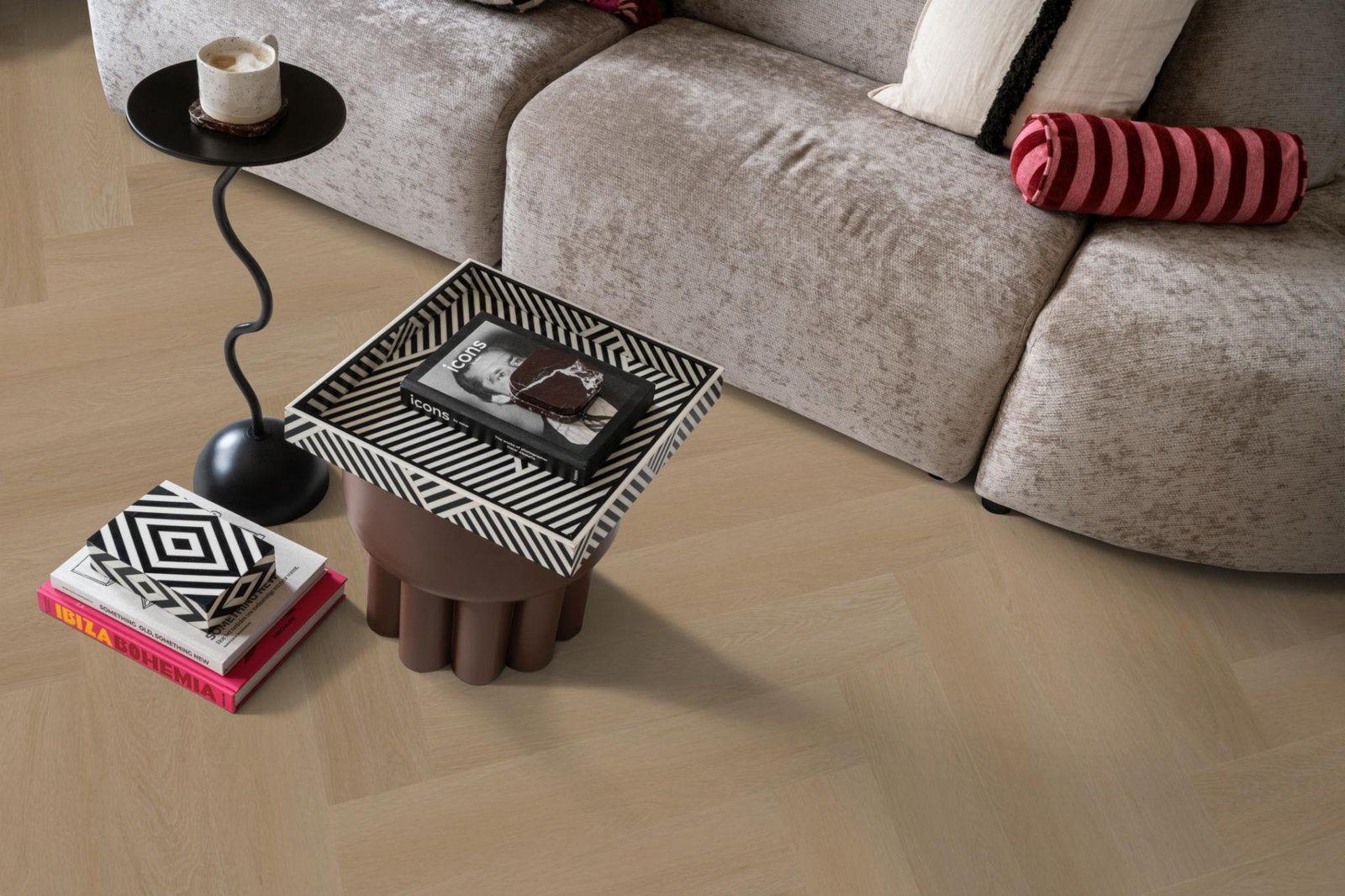 Spigato Estino visgraat dryback natural oak sfeer