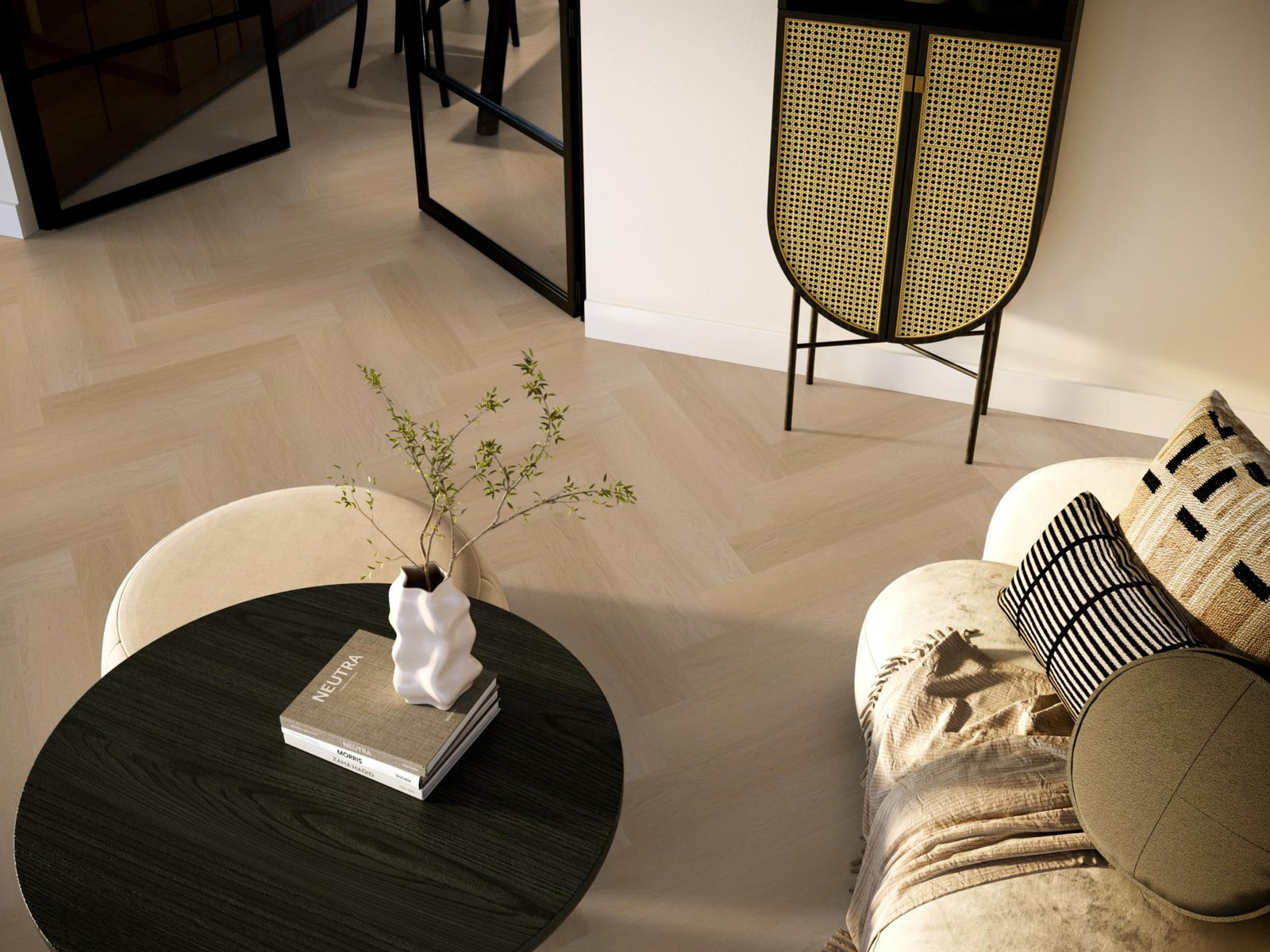 Spigato Estino visgraat dryback natural oak sfeer
