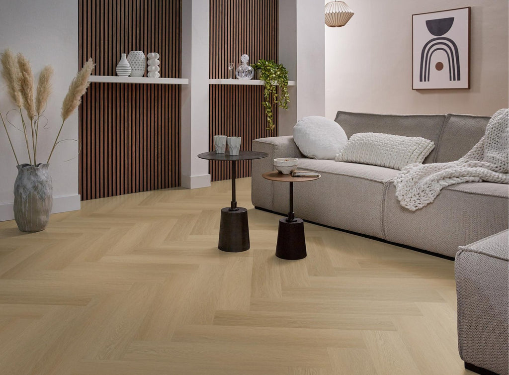 Spigato Estino visgraat dryback warm oak sfeer