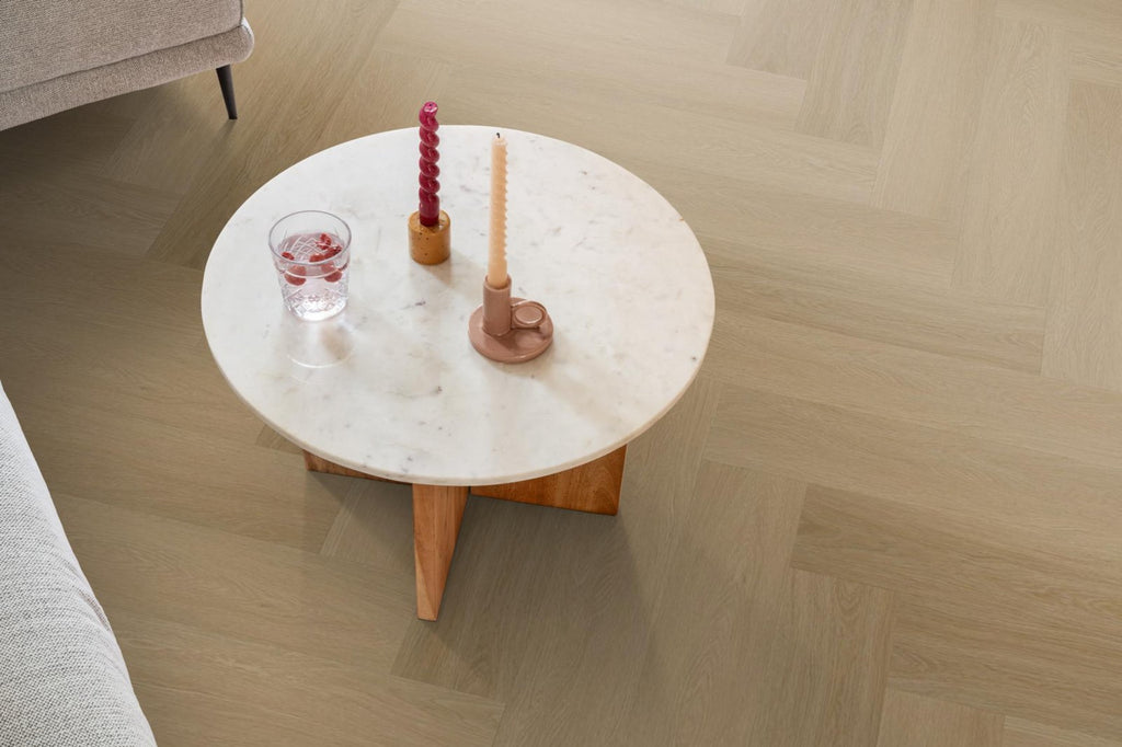 Spigato Estino visgraat dryback warm oak sfeer
