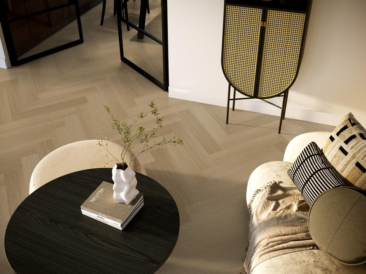 Spigato Estino visgraat dryback warm oak sfeer