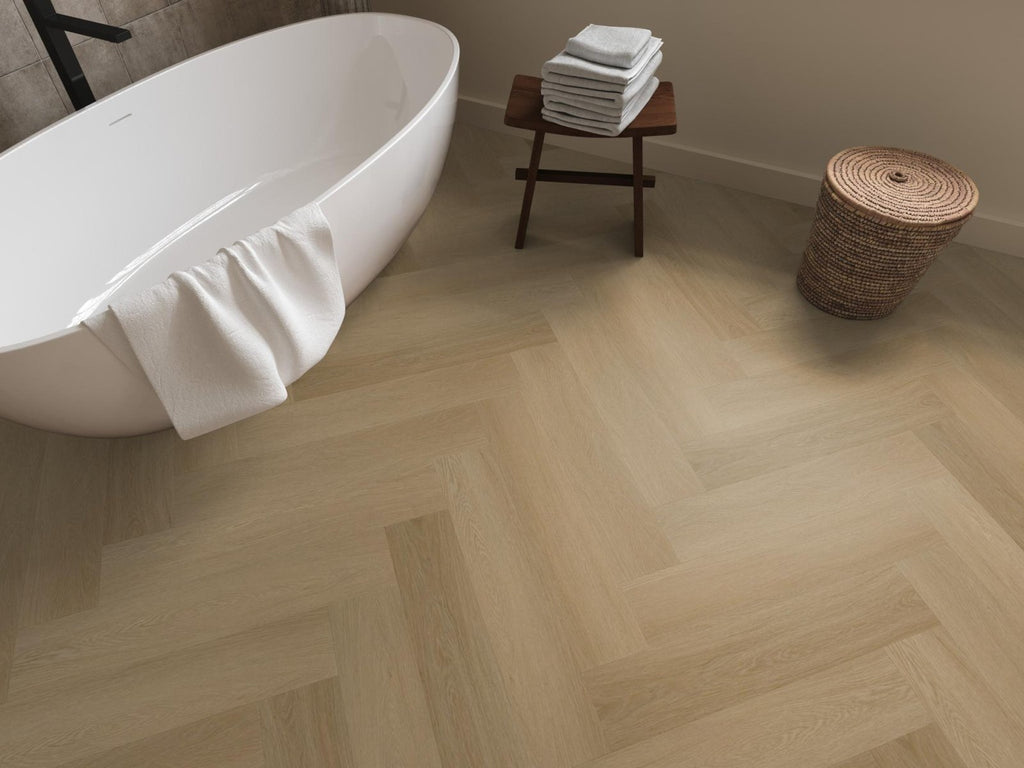 Spigato Estino visgraat dryback warm oak sfeer