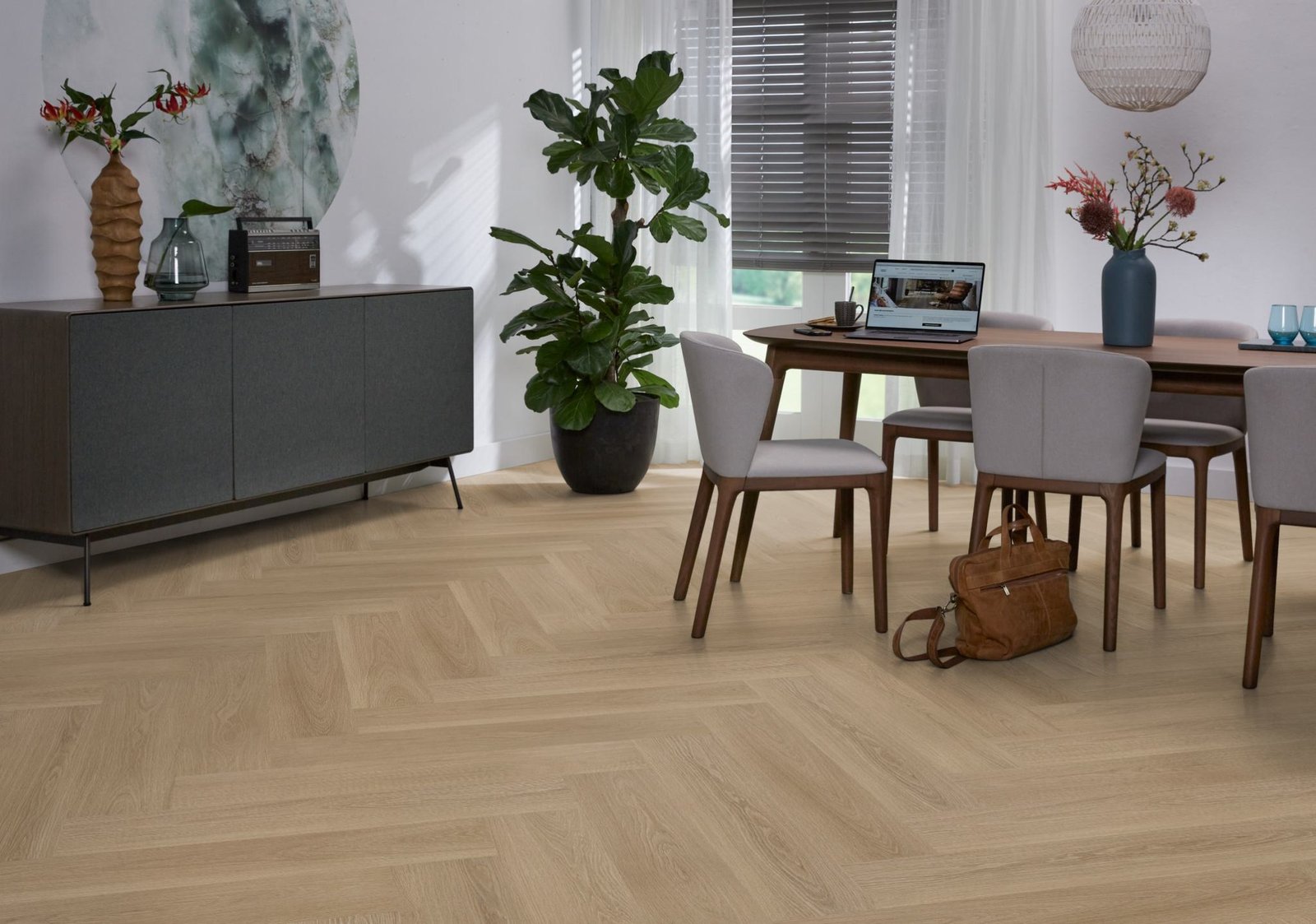 Spigato xl Soleno visgraat dryback warm oak sfeer
