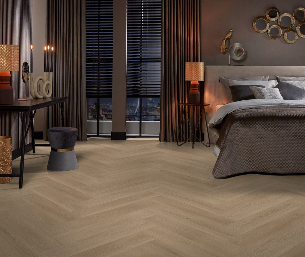 Spigato xl Soleno visgraat dryback warm oak sfeer