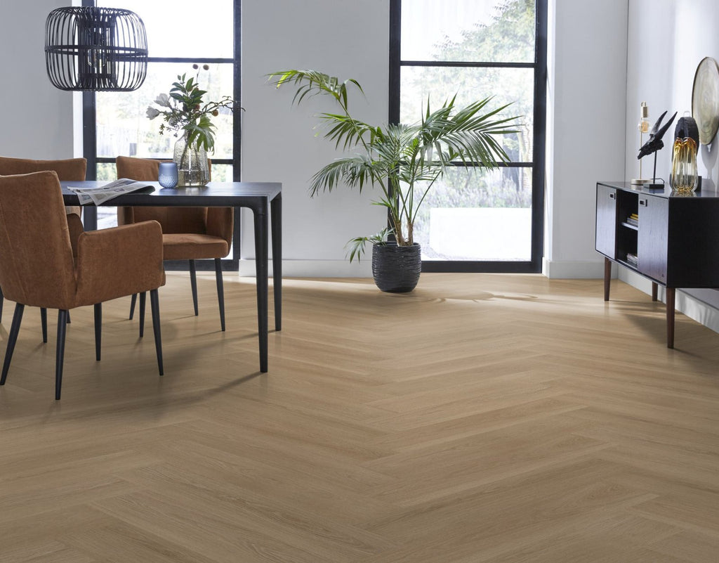 Spigato xl Soleno visgraat dryback warm oak sfeer