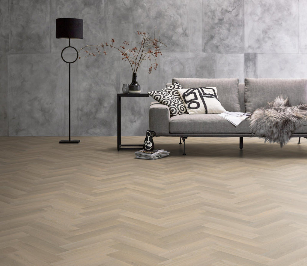 Spigato Avanto visgraat smal dryback beige sfeer