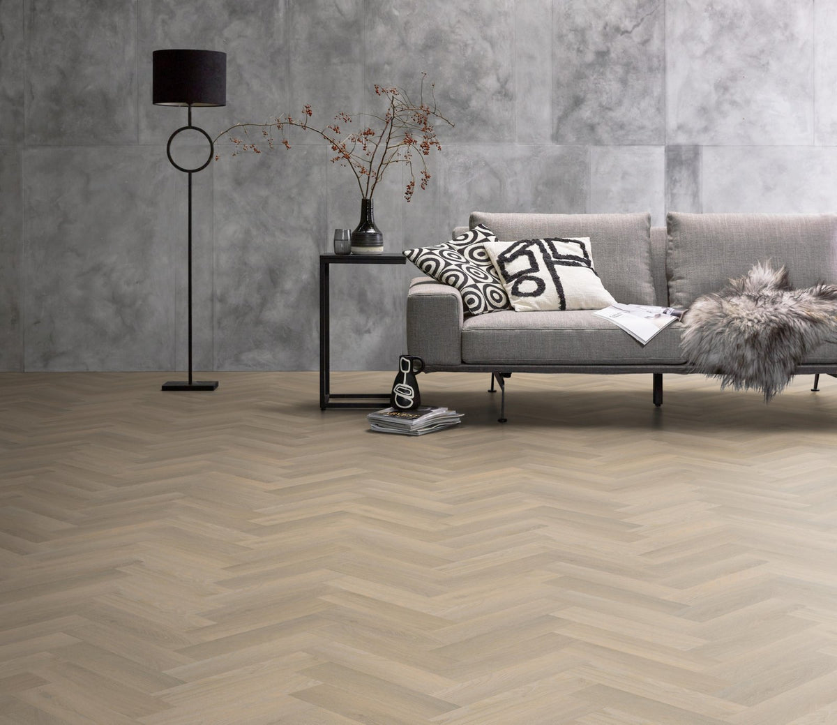Spigato Avanto visgraat smal dryback beige sfeer