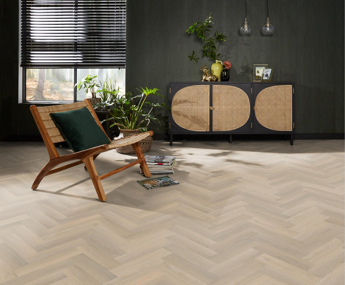 Spigato Avanto visgraat smal dryback beige sfeer