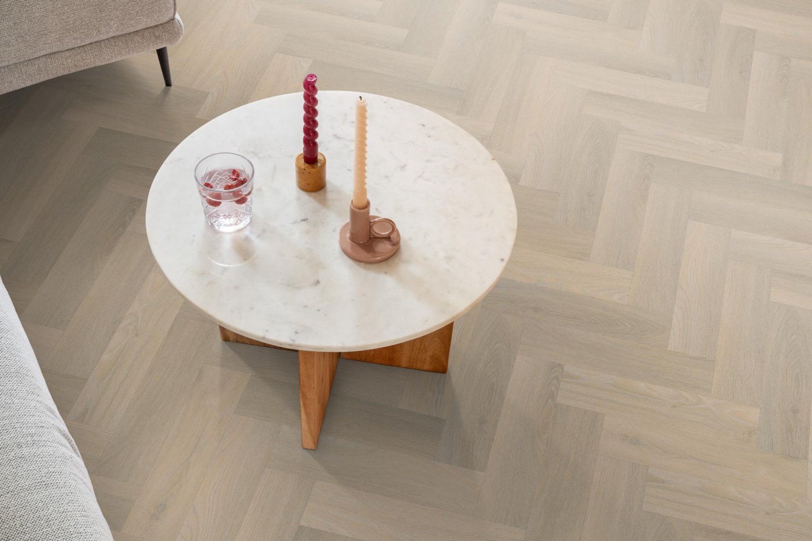 Spigato Avanto visgraat smal dryback beige sfeer