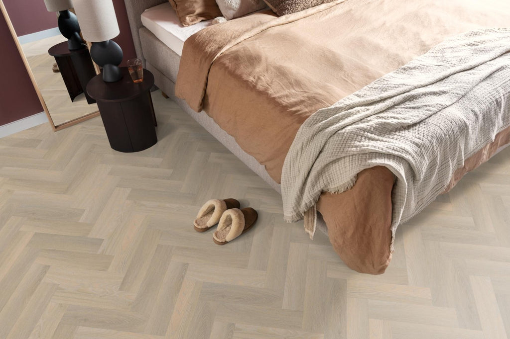 Spigato Avanto visgraat smal dryback beige sfeer