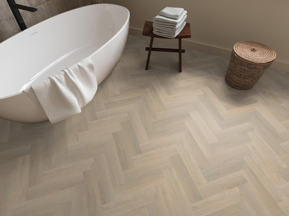 Spigato Avanto visgraat smal dryback beige sfeer