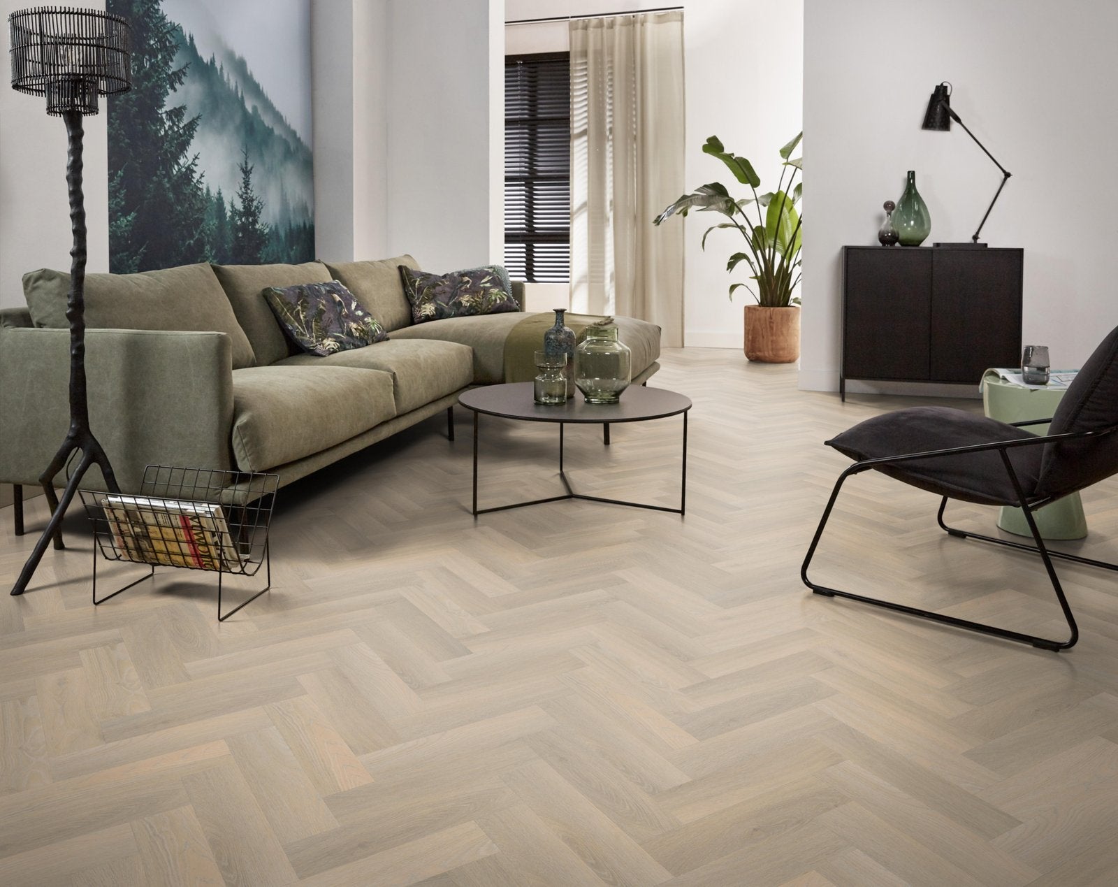 Spigato Avanto visgraat smal dryback beige sfeer