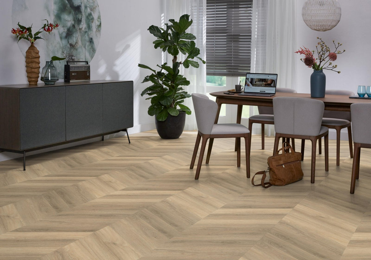Spigato Avanto hongaarse punt dryback beige sfeer