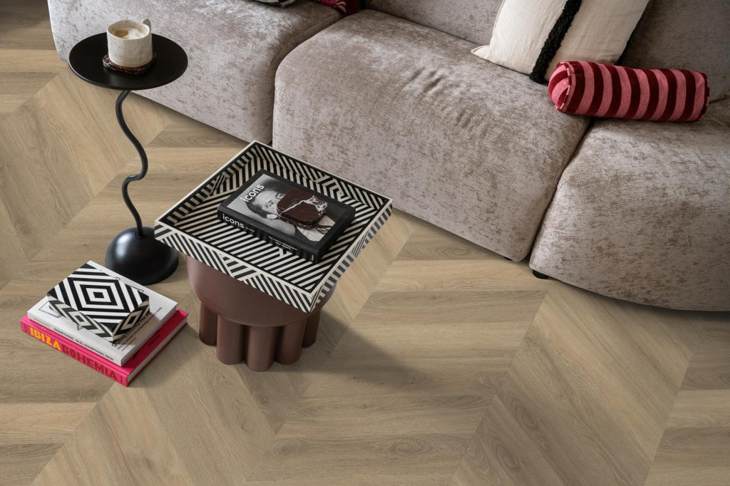 Spigato Avanto hongaarse punt dryback beige sfeer