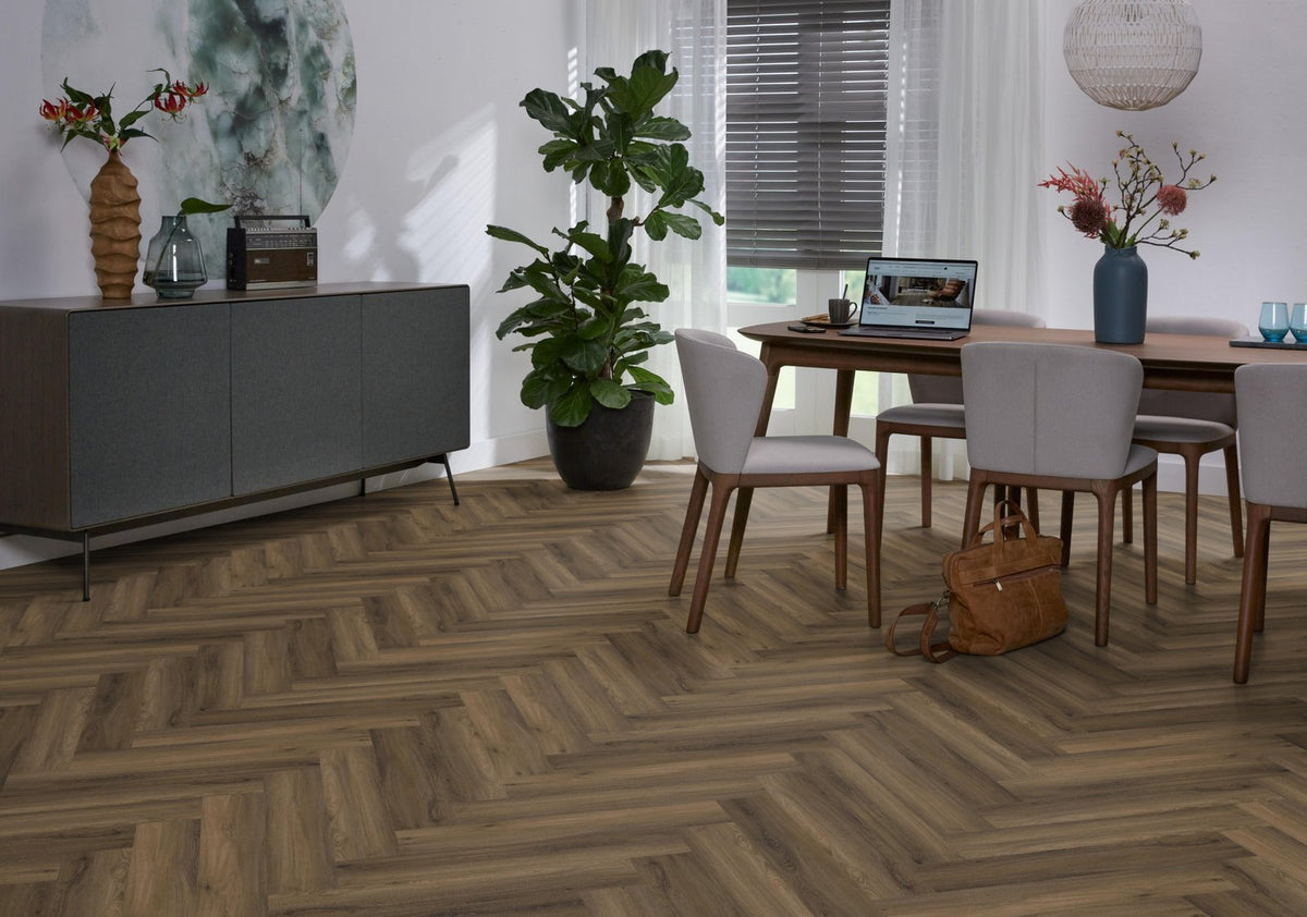 Spigato Avanto visgraat dryback warm brown sfeer