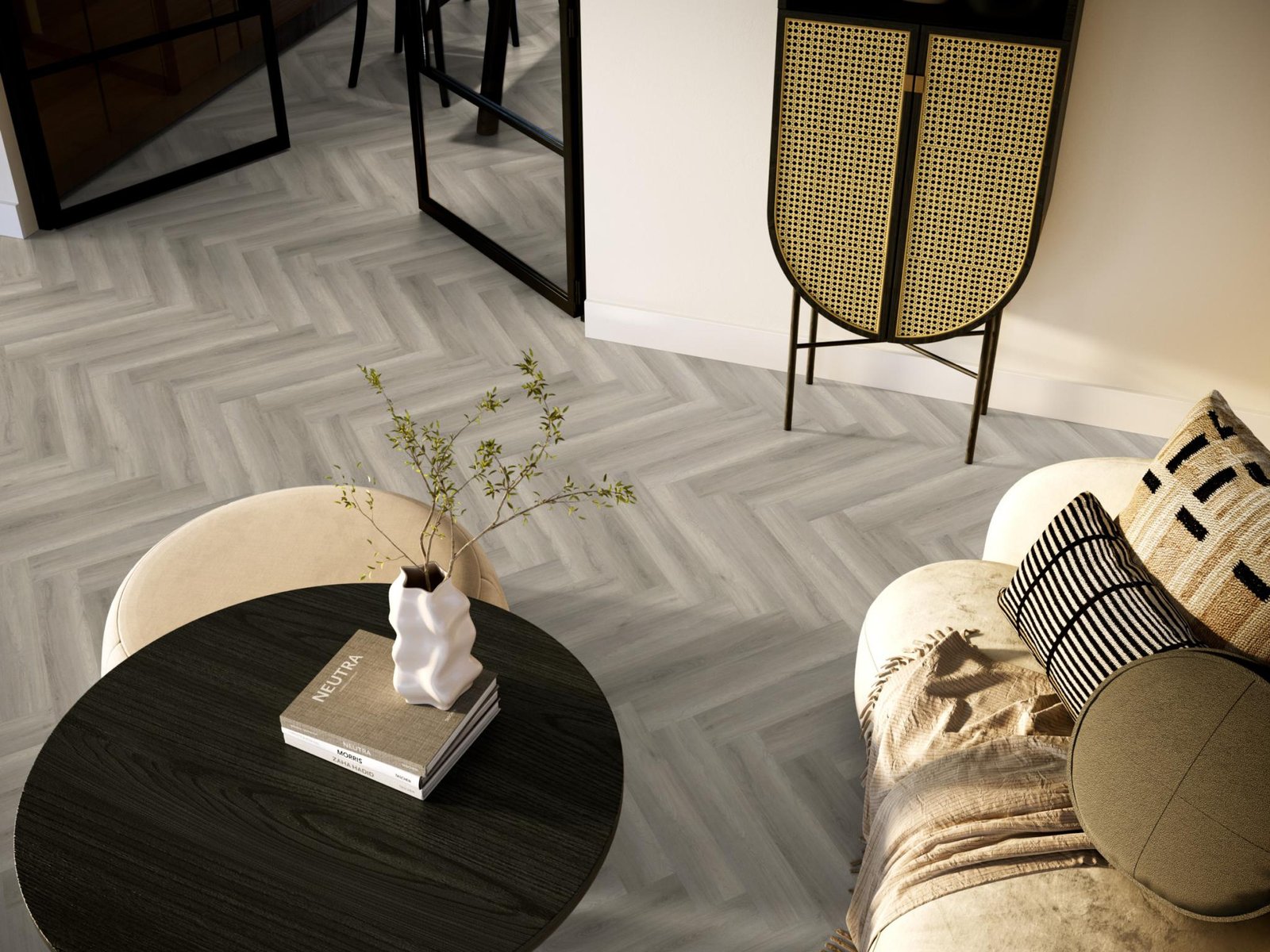 Spigato Avanto visgraat dryback grey sfeer