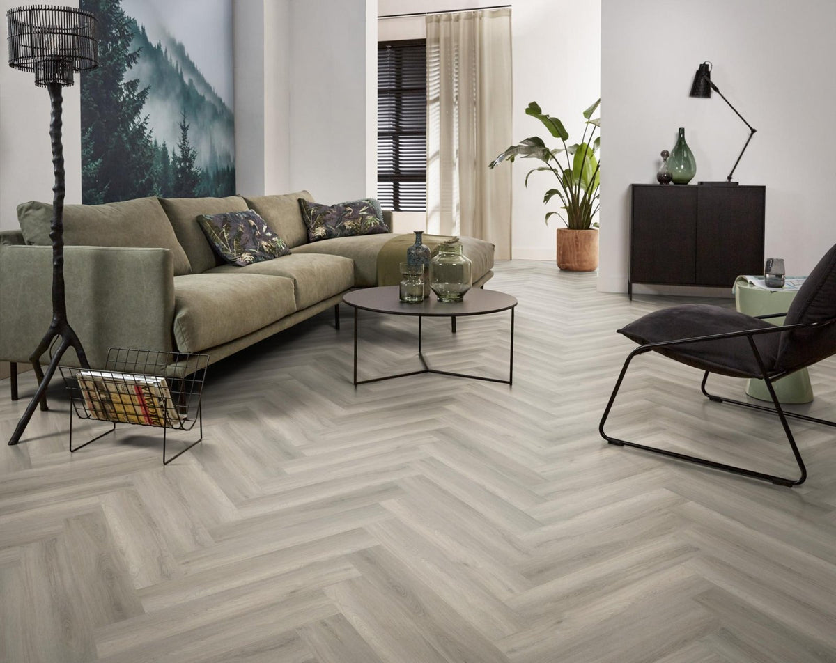 Spigato Avanto visgraat dryback grey sfeer