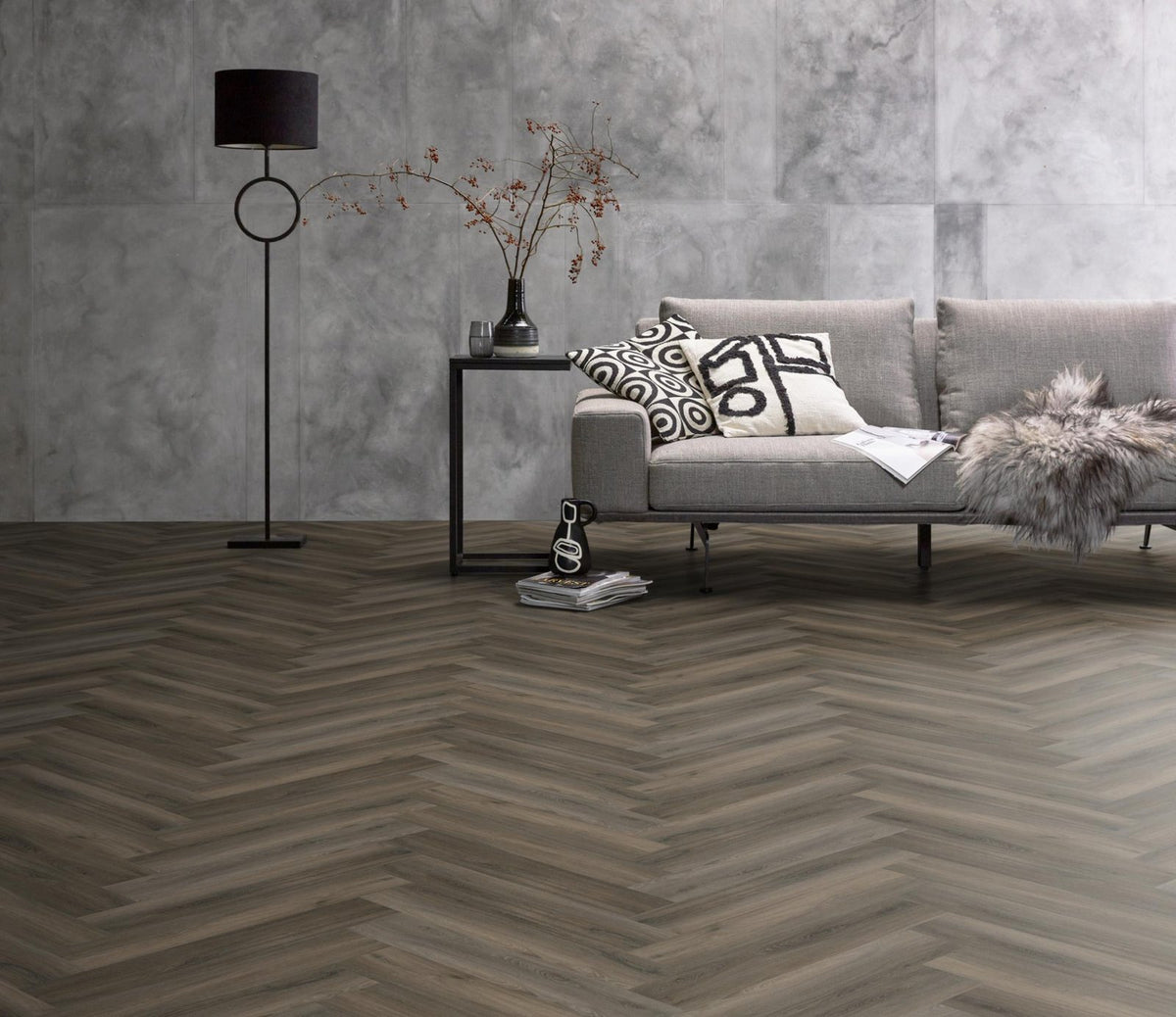 Spigato Avanto visgraat dryback dark grey sfeer