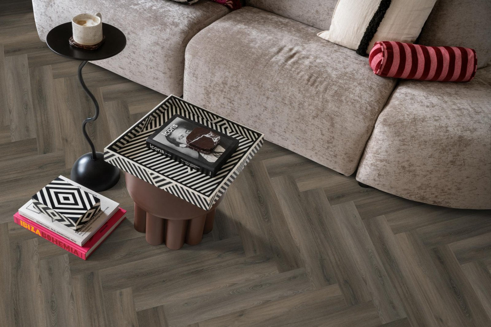 Spigato Avanto visgraat dryback dark grey sfeer