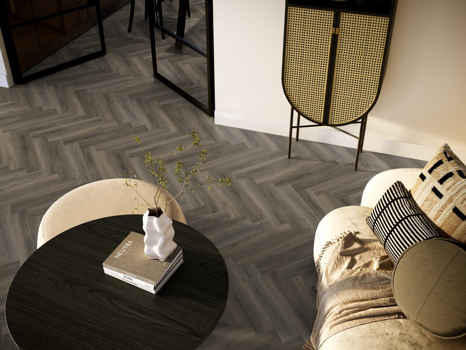 Spigato Avanto visgraat dryback dark grey sfeer