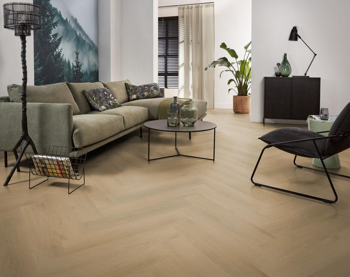Spigato Navaro visgraat dryback light oak sfeer