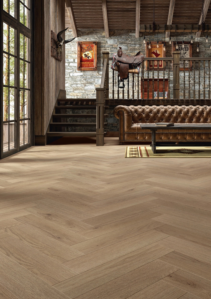 Floer Hybride Laminaat Visgraat - Grijsbeige Eiken