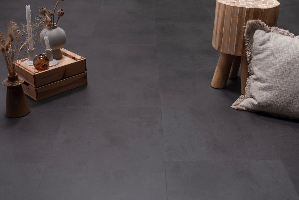 Floer Tegel PVC - Betonlook Zwart