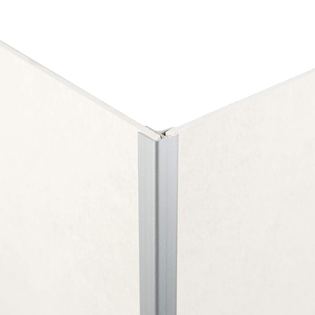 Binnen- en buitenhoekprofiel zilver pvc wand