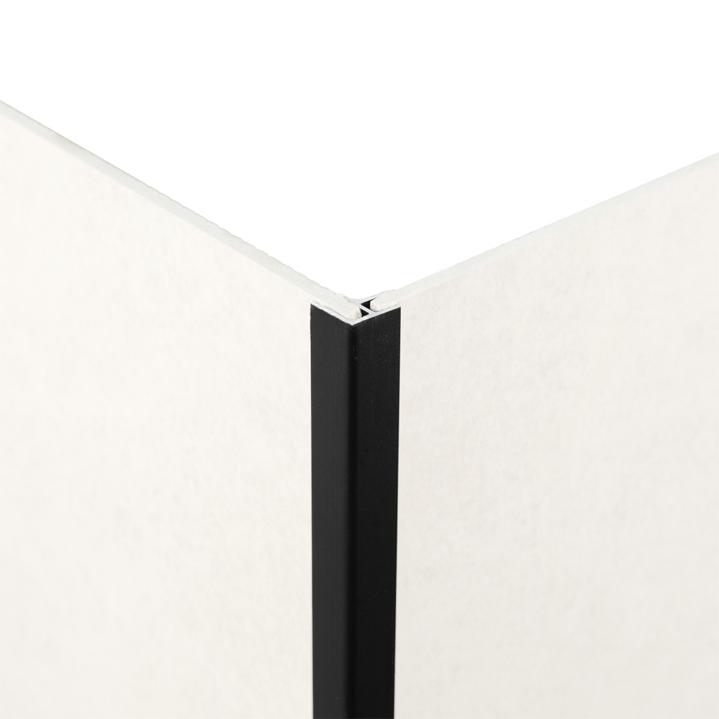 Binnen- en buitenhoekprofiel zwart pvc wand