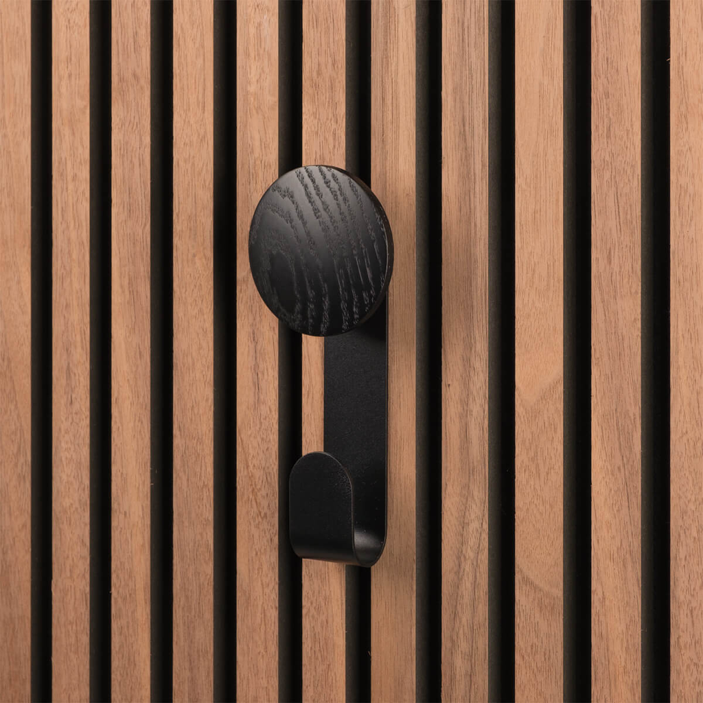 Lattenwand accessoire houten knop zwart