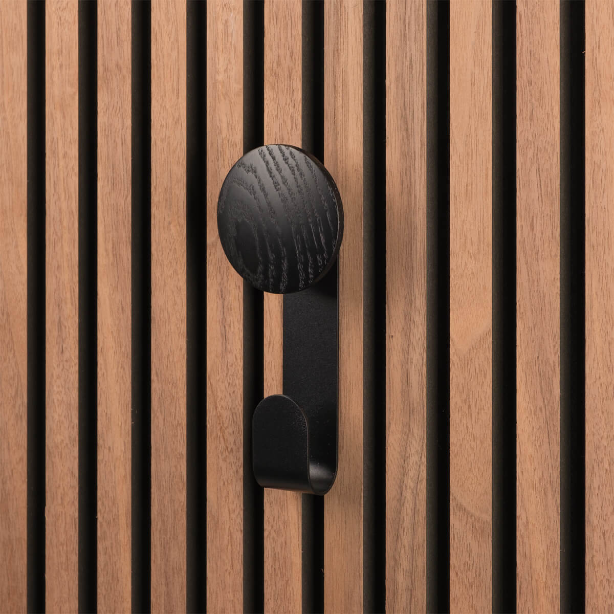 Lattenwand accessoire houten knop zwart